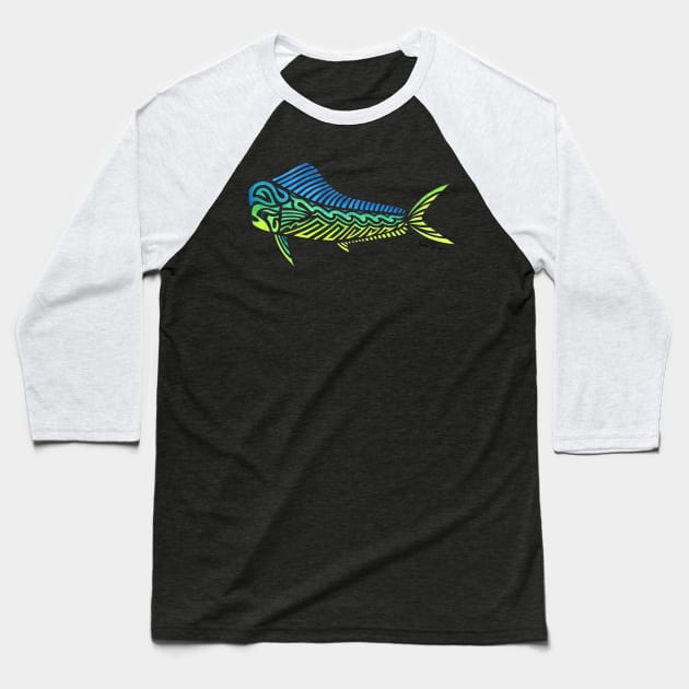 Tribal Mahi Mahi Baseball T-Shirt by artsytoocreations